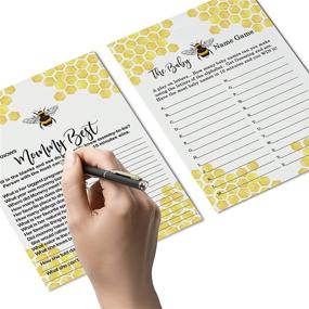 img 2 attached to 🐝 Bumblebee Baby Shower Game Bundle: Fun-filled Activities for 25 Guests - Who Knows Mommy Best, Word Scramble, Baby Name Game, Guess the Price Set - Mama to Bee Gender Reveal Yellow (5x7 Cards) by Paper Clever Party