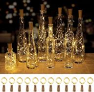 🍾 waterproof wine bottle lights with cork, twinkle lights - pack of 12, 20 led battery operated cork lights, silver wire mini fairy lights for diy party bar christmas holiday wedding décor логотип