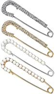 🌟 stylish colorful bling brooch pins: enhance your sweaters and shawls with 4 dazzling pieces - faux crystal and pearl embellishments, 2 beautiful styles for women and girls logo
