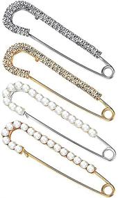 img 1 attached to 🌟 Stylish Colorful Bling Brooch Pins: Enhance Your Sweaters and Shawls with 4 Dazzling Pieces - Faux Crystal and Pearl Embellishments, 2 Beautiful Styles for Women and Girls
