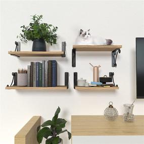 img 3 attached to 📚 GONGSHI Floating Shelves 4-Pack, Wall Mounted Storage Shelves for Bedroom, Living Room, Bathroom, Kitchen, Office