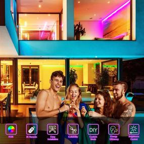 img 1 attached to 16.4ft Color Changing LED Strip Lights - SMD 5050 RGB Light Strips with Bluetooth Controller for TV Bedroom Bar Party and Home Decoration