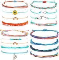 🌸 stylish and waterproof boho string bracelets: adjustable braided anklets for women and teen girls logo