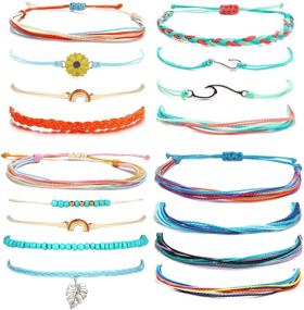 img 4 attached to 🌸 Stylish and Waterproof Boho String Bracelets: Adjustable Braided Anklets for Women and Teen Girls