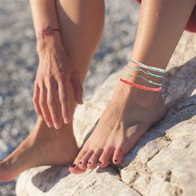 img 2 attached to 🌸 Stylish and Waterproof Boho String Bracelets: Adjustable Braided Anklets for Women and Teen Girls