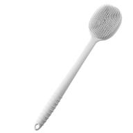 🛀 yamyone silicone back scrubber shower, bath body brush – ultra-soft with long handle, non-slip, bpa-free, white logo