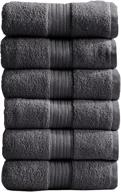 cooper collection: 6-pack hand towel set. absorbent 100% cotton hand towels for bathroom. quick-dry dark grey hand towels for home. logo