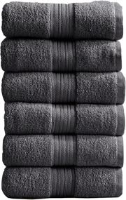 img 4 attached to Cooper Collection: 6-Pack Hand Towel Set. Absorbent 100% Cotton Hand Towels for Bathroom. Quick-Dry Dark Grey Hand Towels for Home.