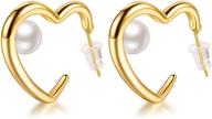 🌺 women's earrings: freshwater hypoallergenic jewelry, 14k gold plated for girls logo