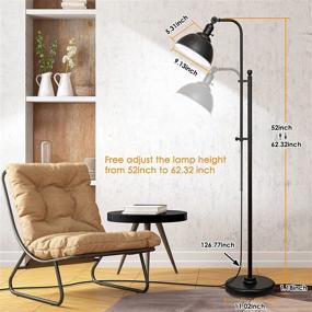 img 2 attached to Industrial Floor Lamp: Adjustable Height & Head, Rustic Style, 3 Color Temperature, Aged Black Finish - Perfect for Living Room, Bedroom, Office