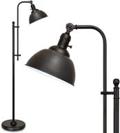 industrial floor lamp: adjustable height & head, rustic style, 3 color temperature, aged black finish - perfect for living room, bedroom, office логотип