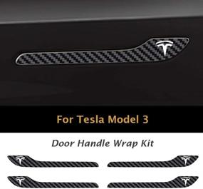 img 2 attached to 🚀 Enhance Your Tesla Model 3 / Model Y with IPG Door Handle Decal Sticker Wrap Kit (Set of 4) featuring Tesla Logo