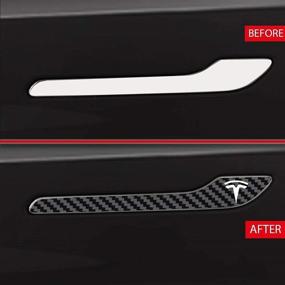 img 1 attached to 🚀 Enhance Your Tesla Model 3 / Model Y with IPG Door Handle Decal Sticker Wrap Kit (Set of 4) featuring Tesla Logo