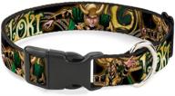 loki poses black gold green dog collar with plastic clip - adjustable sizes for small, medium, and large dogs логотип