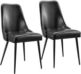 img 4 attached to 🪑 Set of 2 Black PU Dining Chairs - Ball & Cast Kitchen Chair - Dimensions 19"W x 22.75"D x 35.25"H