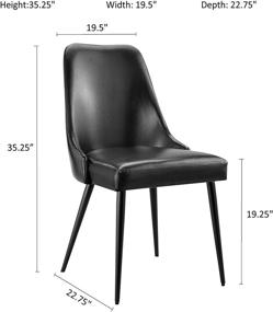img 2 attached to 🪑 Set of 2 Black PU Dining Chairs - Ball & Cast Kitchen Chair - Dimensions 19"W x 22.75"D x 35.25"H