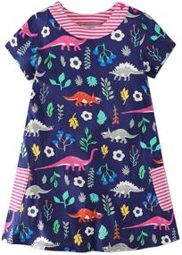 img 4 attached to Dinosaur Printed Bluebell Girls Casual Dress | Sizes 2-12 Years