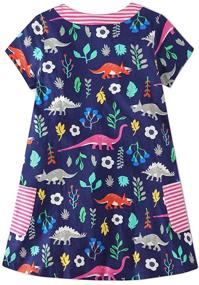 img 3 attached to Dinosaur Printed Bluebell Girls Casual Dress | Sizes 2-12 Years