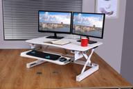 💻 transform your workstation with apexdesk zt series height adjustable sit to stand electric desk converter - 2-tier design, white логотип