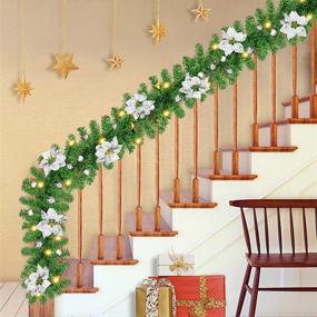 img 3 attached to 🎄 Delightful 9 Ft Prelit Christmas Garland: Battery Operated Xmas Decoration for Indoor/Outdoor Use