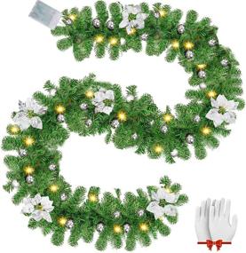 img 4 attached to 🎄 Delightful 9 Ft Prelit Christmas Garland: Battery Operated Xmas Decoration for Indoor/Outdoor Use