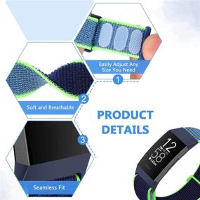 img 1 attached to 🕒 Nylon Watch Bands for Fitbit Charge 4/Charge 3/SE – AVOD Soft Replacement Wristband, Breathable Sport Strap with Band for Men and Women