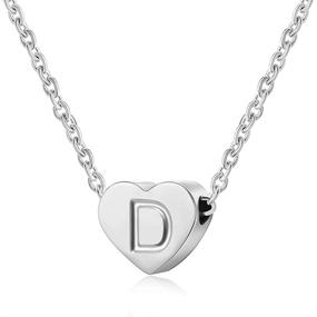 img 4 attached to Initial Heart Necklace for Women, Girls, and Teens - Tiny Letter Pendant with Simple Initial Chain - Stylish Heart Charm Jewelry for Teenage Girls