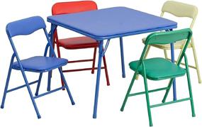 img 3 attached to 🌈 Eye-Catching and Versatile: Flash Furniture Kids Colorful 5 Piece Folding Table and Chair Set