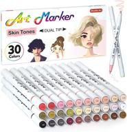 🎨 30 colors skin tone & hair art markers: shuttle art dual tip alcohol based flesh color marker set with blender - perfect for kids & adults portrait, comic, anime, manga, illustration logo