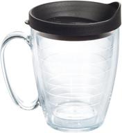 🍵 tervis clear & colorful mug insulated tumbler: 16 oz, tritan, clear with black lid logo