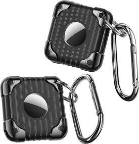 img 4 attached to 🔑 Doboli AirTag Case 2 Pack with Keychain: Sleek and Durable Apple AirTag Holder in Black