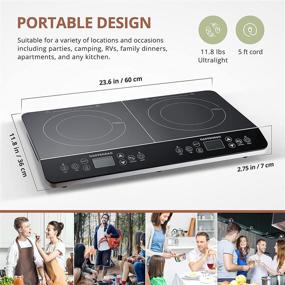 img 1 attached to 🔥 GASTRORAG LCD 1800W: Portable Double Induction Cooktop with Sensor Touch Stove - Efficient Countertop Burner