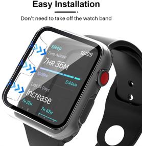 img 1 attached to 📱 Tauri 2-упаковка Чехол для Apple Watch Series 3/2/1 с закаленным стеклом, полный защитный чехол со слегка подогнутыми краями, совместимый с iWatch 38 мм - Прозрачный