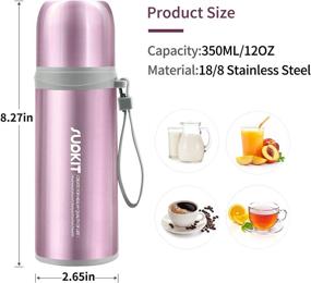 img 3 attached to 🍆 Supkit 12oz Stainless Steel Thermos Cup - BPA Free, Vacuum Insulated Water Bottle for Hot & Cold Beverages, Ideal for Biking, Camping, Office or Travel (Purple)