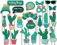 🎉 celebrate in style with the birthday galore cactus photo booth props kit - 20 pack party camera props fully assembled! logo