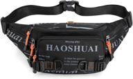 🎒 black outdoor nylon waist bag - unisex fanny pack for travel, sports, hiking, running – slim cell phone purse wallet hip belt pouch logo