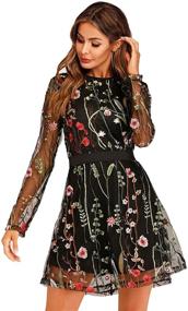 img 4 attached to Milumia Womens Floral Embroidery Sheer Women's Clothing in Dresses