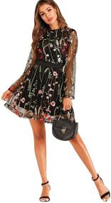 img 2 attached to Milumia Womens Floral Embroidery Sheer Women's Clothing in Dresses
