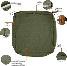 img 1 attached to 🪑 Montlake Water-Resistant Square Outdoor Seat Cushion Slip Cover, 21 x 21 x 5 Inch, Patio Furniture Chair Cushion Cover in Heather Fern Green