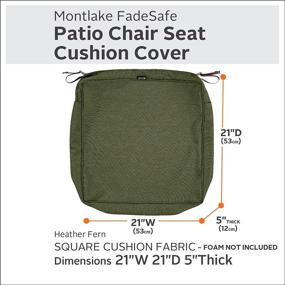 img 3 attached to 🪑 Montlake Water-Resistant Square Outdoor Seat Cushion Slip Cover, 21 x 21 x 5 Inch, Patio Furniture Chair Cushion Cover in Heather Fern Green