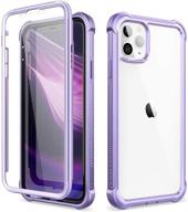 📱 dexnor iphone 11 pro max case + screen protector - slim clear rugged full body protective shockproof hard back defender dual layer heavy duty bumper cover case for 6.5" iphone 11 pro max - purple logo