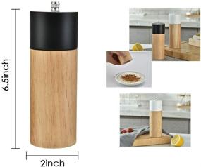 img 1 attached to 🌶️ Premium Wooden Pepper Mill and Salt Grinder Set - Adjustable Coarseness, Tableware Gifts - 2 Pack-6 Inch