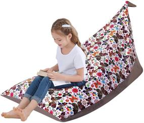 img 4 attached to 🧸 Stuffed Animal Bean Bag Chair: Organize Kids' Toys with Foldable Stuffie Seat & Extra Large Super Soft Velvet - Only Cover Bag Included