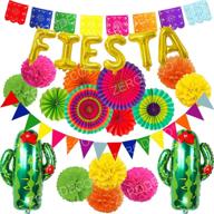 🎉 zerodeco fiesta party supplies: colorful mexicano picado banner, foil balloons, paper fan pompoms, and triangle bunting banner for cinco de mayo celebration логотип