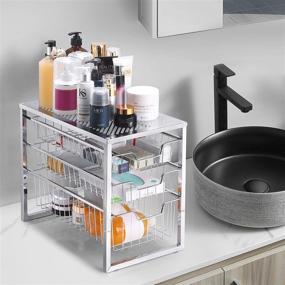 img 2 attached to Stackable Chrome 3-Tier Under Sink Organizer with Sliding Storage Drawer for Kitchen, Bathroom, and Office - Simplified Trending Cabinet Organizer