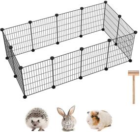 img 4 attached to 🐾 C&AHOME Pet Playpen 12 PCS - Exercise Small Animals, Portable Indoor Playpens Cage, Guinea Pigs & Puppy Pet Products, DIY Metal Yard Fence 12" × 15" - Black