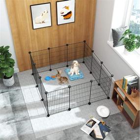 img 3 attached to 🐾 C&AHOME Pet Playpen 12 PCS - Exercise Small Animals, Portable Indoor Playpens Cage, Guinea Pigs & Puppy Pet Products, DIY Metal Yard Fence 12" × 15" - Black