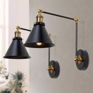 🔮 classic swing arm wall sconces - antique brass and black finish (2 pack) - lnc a03469 логотип