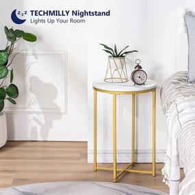 img 2 attached to 🌟 TECHMILLY Round End Table with Faux Marble Top and Gold Metal Frame - Modern Sofa Side Table, Tall Coffee Table for Living Room or Bedroom