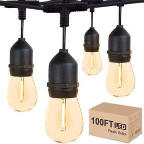 img 4 attached to 🌟 100FT Commercial Grade LED Outdoor String Lights with 32 Shatterproof Bulbs - Perfect for Patios, Market Cafes, and Gardens!